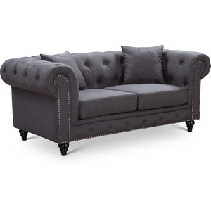 Meridian Furniture Chesterfield Linen Loveseat in Grey