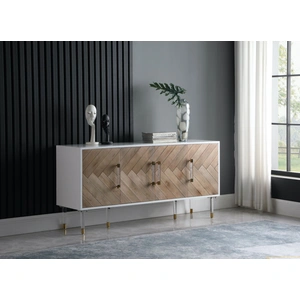 Meridian Furniture Jive 4-Door Sideboard, White/Birch
