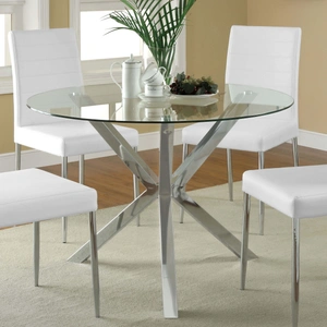 Coaster Vance Glass Top Dining Table with X-cross Chrome Base, Clear/Chrome