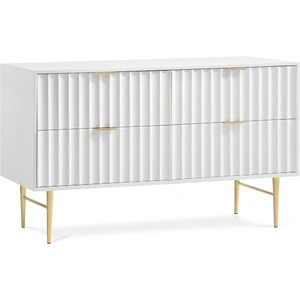 Meridian Furniture Modernist 4-Drawer Wood Dresser with Brushed Chrome Steel Legs & Handles