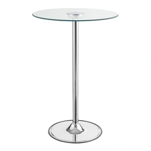 Coaster Thea Tempered Glass Round Top Bar Table with LED Lights , Clear/Chrome
