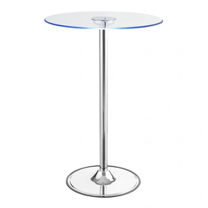 Coaster Thea Tempered Glass Round Top Bar Table with LED Lights , Clear/Chrome