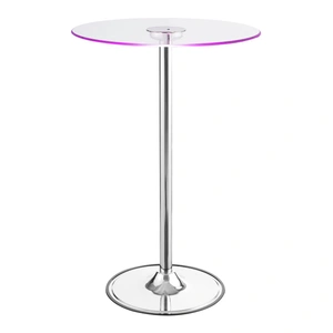 Coaster Thea Tempered Glass Round Top Bar Table with LED Lights , Clear/Chrome