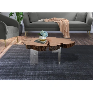 Meridian Furniture Woodland Live Edge Acacia Wood Coffee Table with Acrylic Legs
