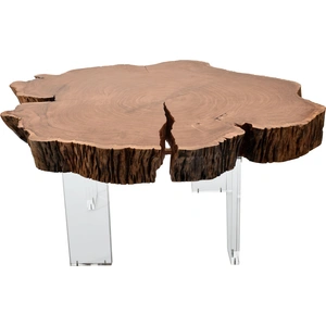 Meridian Furniture Woodland Live Edge Acacia Wood Coffee Table with Acrylic Legs