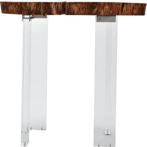 Meridian Furniture Woodland Live Edge Acacia Wood End Table with Acrylic Legs