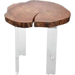 Meridian Furniture Woodland Live Edge Acacia Wood End Table with Acrylic Legs