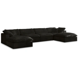 Meridian Furniture Cozy 158-inch 6-Piece Velvet Comfort Modular U-Shape Sectional
