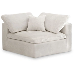 Meridian Furniture Cozy Velvet Modular Fiber Filled Comfort Overstuffed Corner Chair