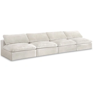 Meridian Furniture Cozy 156-inch Armless Velvet Comfort Modular Sofa