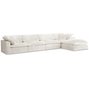 Meridian Furniture Cozy 158-inch 5-Piece Velvet Comfort Modular Sectional