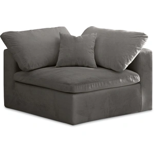 Meridian Furniture Cozy Velvet Modular Fiber Filled Comfort Overstuffed Corner Chair