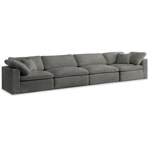 Meridian Furniture Cozy 158-inch Velvet Comfort Modular Sofa