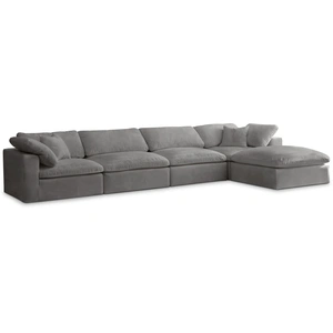 Meridian Furniture Cozy 158-inch 5-Piece Velvet Comfort Modular Sectional