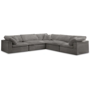 Meridian Furniture Cozy 119-inch 5-Piece Velvet Comfort Modular Sectional