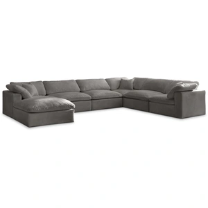 Meridian Furniture Cozy 158-inch 7-Piece Velvet Comfort Modular Sectional