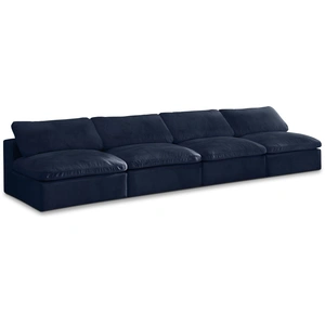 Meridian Furniture Cozy 156-inch Armless Velvet Comfort Modular Sofa