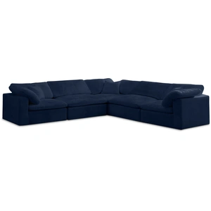 Meridian Furniture Cozy 119-inch 5-Piece Velvet Comfort Modular Sectional