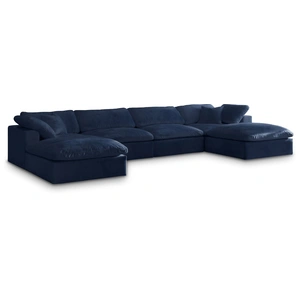 Meridian Furniture Cozy 158-inch 6-Piece Velvet Comfort Modular U-Shape Sectional