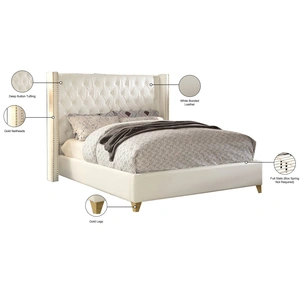 Meridian Furniture Soho Bonded Leather Bed, White