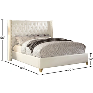 Meridian Furniture Soho Bonded Leather Bed, White