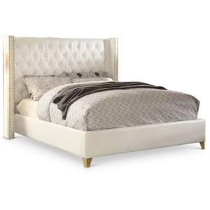 Meridian Furniture Soho Bonded Leather Bed, White