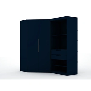 Manhattan Comfort Mulberry 2.0 Semi Open 2 Sectional Wardrobe Corner Closet w/2 Drawers