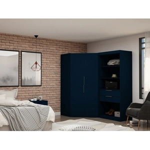 Manhattan Comfort Mulberry 2.0 Semi Open 2 Sectional Wardrobe Corner Closet w/2 Drawers
