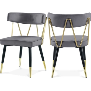 Meridian Furniture Rheingold Dining Chair with Matte Black Metal Legs & Gold Tips (Set of 2)