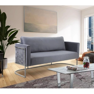 Meridian Furniture Casa Velvet Sofa with Silver Base in Grey