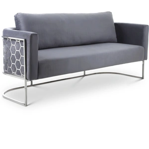 Meridian Furniture Casa Velvet Sofa with Silver Base in Grey