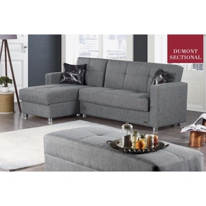 Empire Furniture, USA Dumont Linen Fabric Storage Sectional Sofa