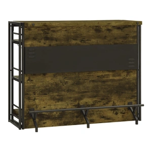Coaster Renaldi Wood Veneer Bar Unit with Stemware Rack, Antique Nutmeg/Dark Bronze