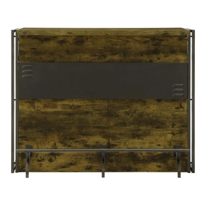 Coaster Renaldi Wood Veneer Bar Unit with Stemware Rack, Antique Nutmeg/Dark Bronze
