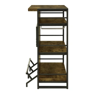 Coaster Renaldi Wood Veneer Bar Unit with Stemware Rack, Antique Nutmeg/Dark Bronze