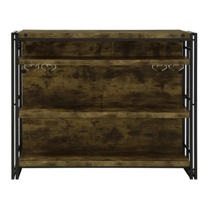 Coaster Renaldi Wood Veneer Bar Unit with Stemware Rack, Antique Nutmeg/Dark Bronze