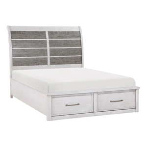 Homelegance Ambrose Wood/Wood Veneer Storage Platform Bedroom Set, Antique White/Antique Gray