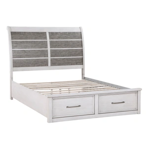 Homelegance Ambrose Wood/Wood Veneer Storage Platform Bed, Antique White/Antique Gray