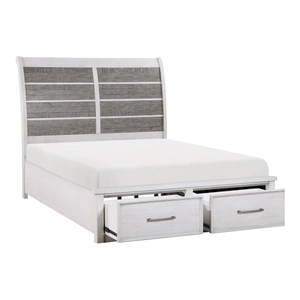 Homelegance Ambrose Wood/Wood Veneer Storage Platform Bedroom Set, Antique White/Antique Gray