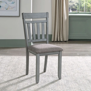 Liberty Furniture Newport Polyester/Wood Splat Back Side Chair, Smokey Gray & Carbon Gray (Set of 2)