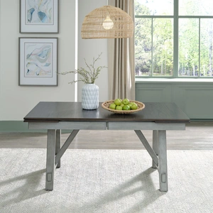 Liberty Furniture Newport Rectangular Wood Extendable Trestle Table, Smokey Gray & Carbon Gray