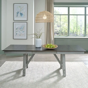 Liberty Furniture Newport Rectangular Wood Extendable Trestle Table, Smokey Gray & Carbon Gray