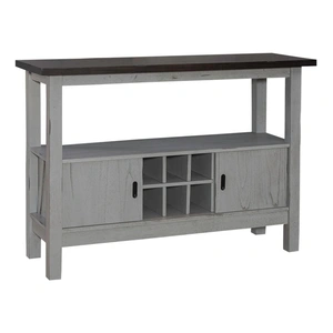 Liberty Furniture Newport Wood Server w/Wine Storage & 2 Doors, Smokey Gray & Carbon Gray