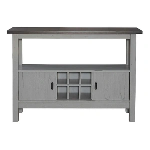Liberty Furniture Newport Wood Server w/Wine Storage & 2 Doors, Smokey Gray & Carbon Gray