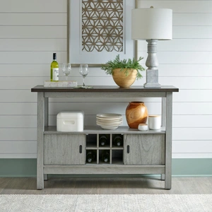 Liberty Furniture Newport Wood Server w/Wine Storage & 2 Doors, Smokey Gray & Carbon Gray