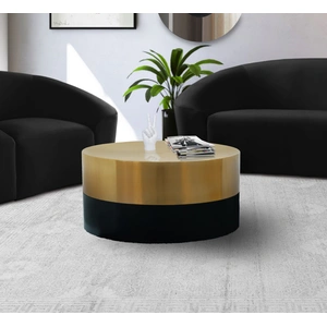 Meridian Furniture Sun 32-inch Round Metal Coffee Table with Matte Black Base, Gold