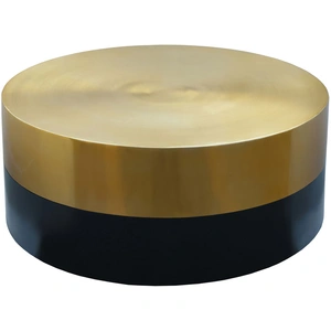 Meridian Furniture Sun 32-inch Round Metal Coffee Table with Matte Black Base, Gold