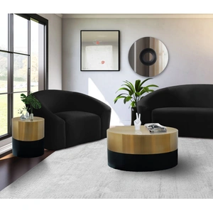 Meridian Furniture Sun 32-inch Round Metal Coffee Table with Matte Black Base, Gold
