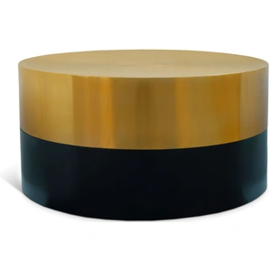 Meridian Furniture Sun 32-inch Round Metal Coffee Table with Matte Black Base, Gold