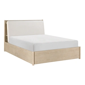 Homelegance Matteo Polyester/Wood Storage Platform Bed, Oyster/Light Oak Ceruse